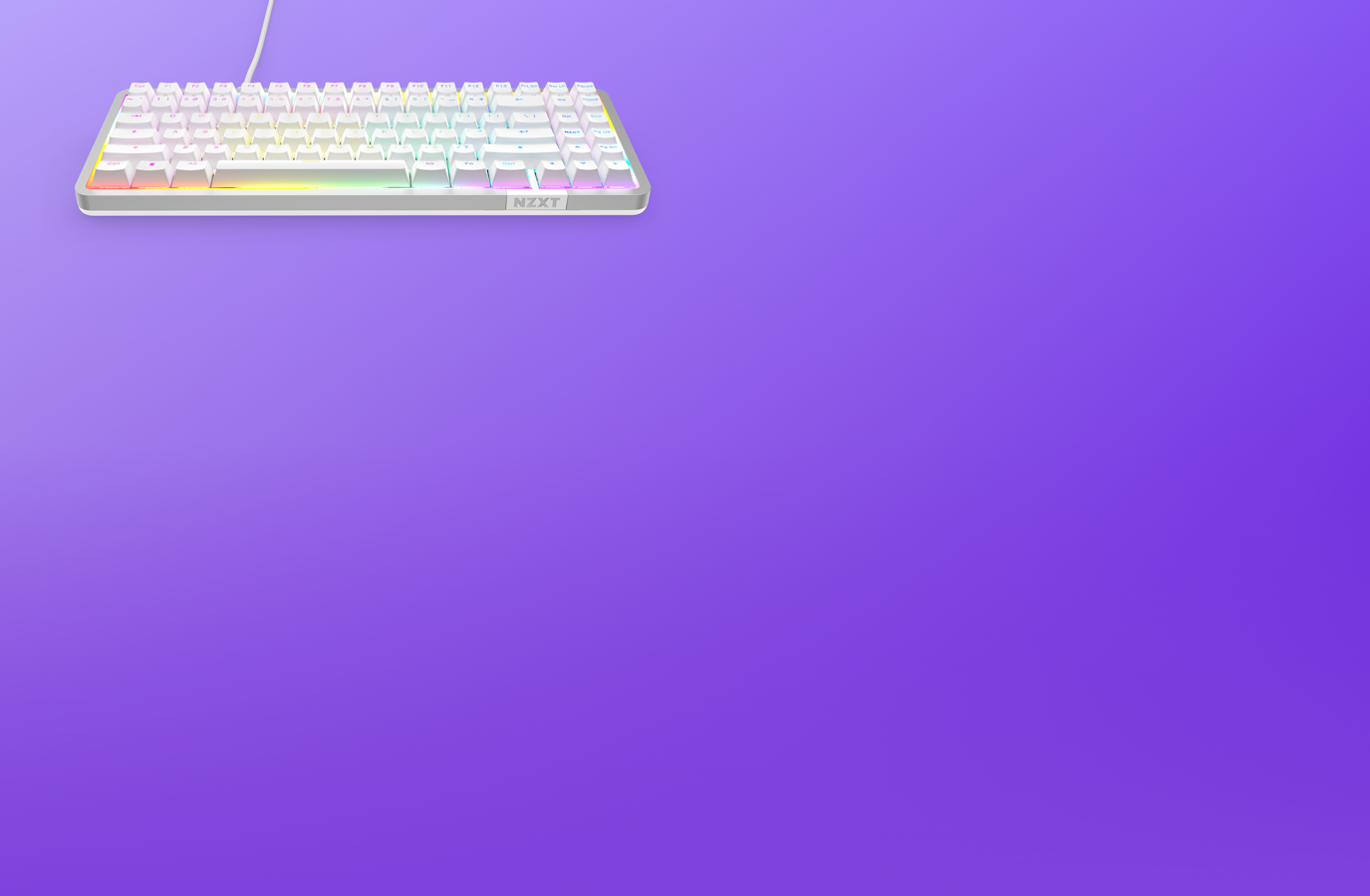 White Function Elite MiniTKL on a purple gradient background